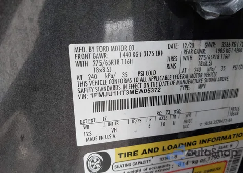 2021 Ford Expedition Xlt from USA, damaged, VIN 1FMJU1HT3MEA05372